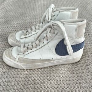 Nike Blazer White and Blue High-Top Sneakers